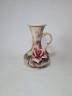 Capodimonte Italy Бело-черная фарфоровая ваза с цветочным фактурным декором "Красная роза", 19,5 x 13 см, Италия, 1960-70гг.