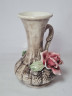 Capodimonte Italy Бело-черная фарфоровая ваза с цветочным фактурным декором "Красная роза", 19,5 x 13 см, Италия, 1960-70гг.