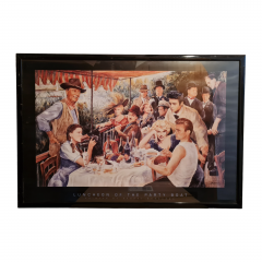 Картина-постер винтажная George Bungarda &quot;Вечеринка на яхте&quot;, в стиле 60-х, большой формат, в раме, 93.5 х 64 см, Германия, 1980-90гг.