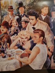 Картина-постер винтажная George Bungarda &quot;Вечеринка на яхте&quot;, в стиле 60-х, большой формат, в раме, 93.5 х 64 см, Германия, 1980-90гг.