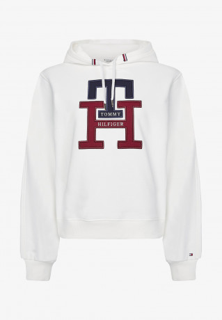Tommy Hilfiger LARGE MONOGRAM TH Hoodie ecru БОЛЬШАЯ МОНОГРАММА TH Толстовка с капюшоном экрю