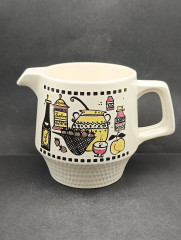 Кувшин винтажный Staffel Limburg, кремовый с ярким декором, керамика, 20 х 13.5 см, Германия, 1970-80гг.