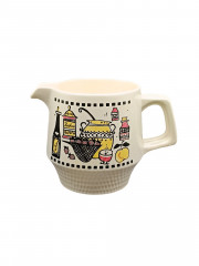 Кувшин винтажный Staffel Limburg, кремовый с ярким декором, керамика, 20 х 13.5 см, Германия, 1970-80гг.