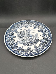 Набор тарелок винтажных Luneville / Коллекция English, в синих тонах, ручная роспись, 4 шт., керамика, 20 см, Франция, 1960-70гг.