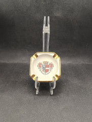 Пепельница с позолотой Waldershof Bavaria "Гармиш-Партенкирхен" винтажная, фарфор, 8 х 8 см, Германия, 1970-80гг.