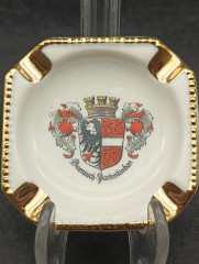 Пепельница с позолотой Waldershof Bavaria "Гармиш-Партенкирхен" винтажная, фарфор, 8 х 8 см, Германия, 1970-80гг.