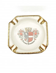 Пепельница с позолотой Waldershof Bavaria "Гармиш-Партенкирхен" винтажная, фарфор, 8 х 8 см, Германия, 1970-80гг.