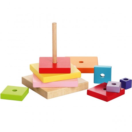 Pyramid Holzbausteine in 9 verschiedenen Farben-9 teilig Деревянные строительные блоки пирамиды 9 разных цветов