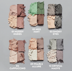  Isadora Eyeshadow Quartet 01 Muddy Nudes, Палетка теней для век 4 цвета нюдовая, матовые и шиммерные тени, стойкий макияж