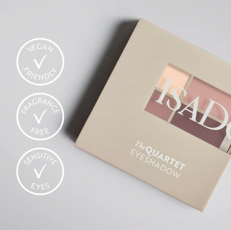  Isadora Eyeshadow Quartet 01 Muddy Nudes, Палетка теней для век 4 цвета нюдовая, матовые и шиммерные тени, стойкий макияж