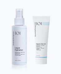 Geek &amp; Gorgeous SET: 101 Liquid Hydration + Gesichtscreme Happier Barrier, Набор для ухода за лицом для женщин (Венгрия), тоник Liquid Hydration 110 мл + крем Happier Barrier 50 мл, увлажнение и восстановление кожного барьера, пантенол 5%, сквалан, керами