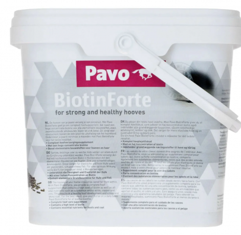 Pavo BiotinForte 3kg, Кормовая добавка для лошадей (Нидерланды), гранулы, укрепление копыт и рост, рога, биотин 6000 мкг, цинк, медь, метионин, травяной аромат, 3кг