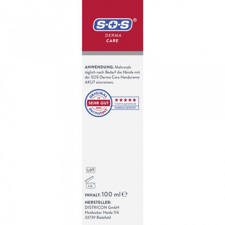 SOS Handcreme Akut, 100 ml, SOS Derma Care Крем для рук, для очень сухой и раздраженной кожи, 5-компонентный уход, при нейродермите, 100 мл