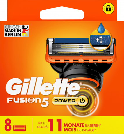 GILLETTE Rasierklingen, Fusion5 Power, 8 St, Джилетт Сменные кассеты Fusion5 Power для мужской бритвы, 8 шт.