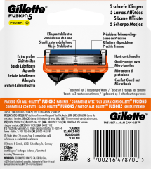 GILLETTE Rasierklingen, Fusion5 Power, 8 St, Джилетт Сменные кассеты Fusion5 Power для мужской бритвы, 8 шт.