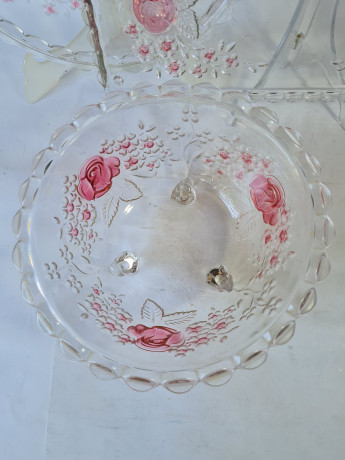 Блюда винтажные Walther Glas, набор из 3 штук, хрусталь, с декором из роз, 29 x 2 см,34 x 15 x 2 см, 21 x 10,5 см, Германия, 1960-70гг.