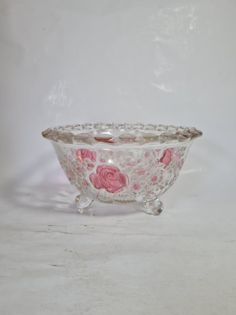 Блюда винтажные Walther Glas, набор из 3 штук, хрусталь, с декором из роз, 29 x 2 см,34 x 15 x 2 см, 21 x 10,5 см, Германия, 1960-70гг.