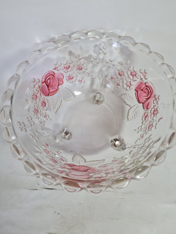 Блюда винтажные Walther Glas, набор из 3 штук, хрусталь, с декором из роз, 29 x 2 см,34 x 15 x 2 см, 21 x 10,5 см, Германия, 1960-70гг.