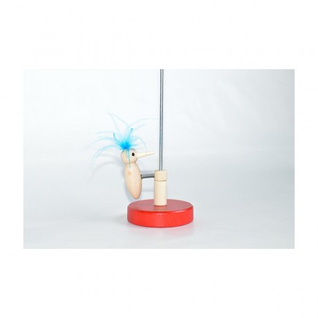 Holzspielzeug Klopfspecht natur mit gruner Feder Деревянная игрушка дятел природа с зеленым пером