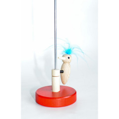 Holzspielzeug Klopfspecht natur mit gruner Feder Деревянная игрушка дятел природа с зеленым пером