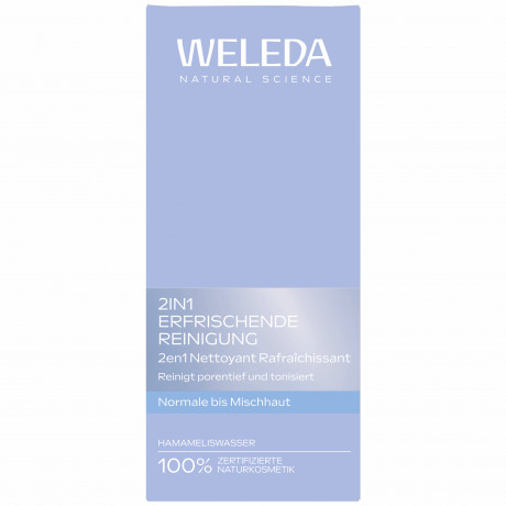 WELEDA HAMAMELISWASSER 2in1 Erfrischende Reinigung, 100 ml, Очищающий лосьон 2 в 1 с гамамелисом для нормальной и комбинированной кожи, 100 мл