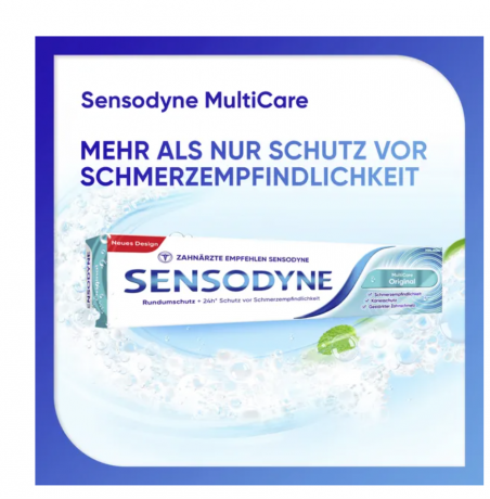 Sensodyne MultiCare Original Zahncreme 75ml, Зубная паста: формирует защитный слой, уменьшает чувствительность, уход за деснами, 75мл