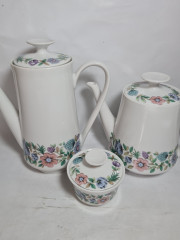 Набор для чая винтажный Winterling Roslau Bavaria с цветочным орнаментом, 2 чайника, сахарница, фарфор, Германия, 1960-70гг.