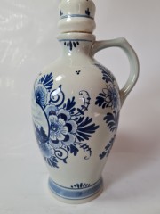 Кувшин винтажный с крышкой-пробкой Delft Blue / Erven Lucas Bols Amsterdam 1575 &quot;Мельницы&quot;, фарфор, 18 x 13см, 1950-60гг.