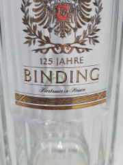 Немецкая пивная кружка винтажная Binding &quot;125 лет Биндингу&quot;, стекло, 0.5 л, 20 см, Германия, 1980-90гг.