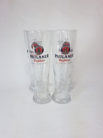 Бокалы пивные винтажные Paulaner München, 4 шт., 500 мл, стекло, 25,5 x 8 см, Германия, 1970-80гг.