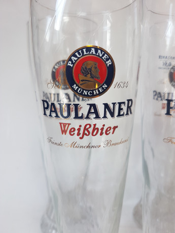 Бокалы пивные винтажные Paulaner München, 4 шт., 500 мл, стекло, 25,5 x 8 см, Германия, 1970-80гг.