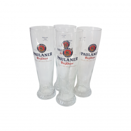 Бокалы пивные винтажные Paulaner München, 4 шт., 500 мл, стекло, 25,5 x 8 см, Германия, 1970-80гг.