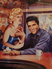 Картина-постер винтажная George Bungarda &quot;Вечер в &quot;Риксе&quot;&quot;, в стиле 60-х, большой формат, в раме, 93.5 х 64 см, Германия, 1980-90гг.