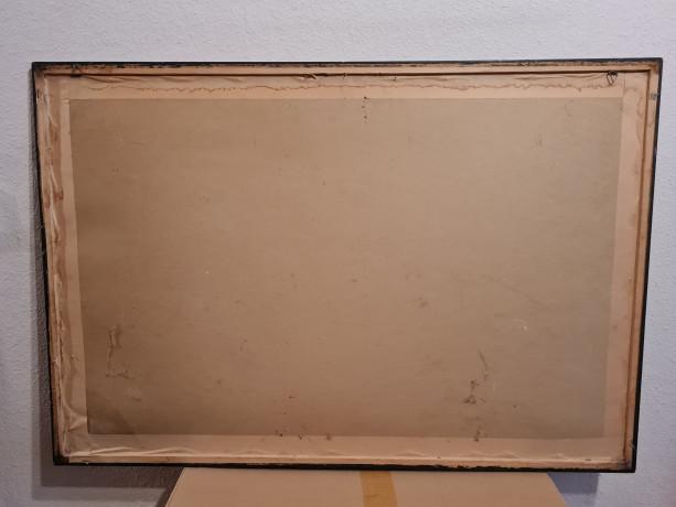 Картина-постер винтажная George Bungarda "Вечер в "Риксе"", в стиле 60-х, большой формат, в раме, 93.5 х 64 см, Германия, 1980-90гг.