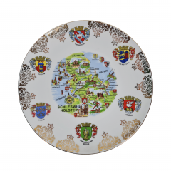 Тарелка декоративная винтажная &quot;Курорты Северного моря&quot;, фарфор, 26.5 см, Германия, 1970-80гг.