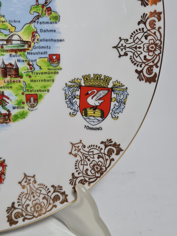 Тарелка декоративная винтажная "Курорты Северного моря", фарфор, 26.5 см, Германия, 1970-80гг.