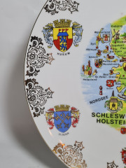 Тарелка декоративная винтажная &quot;Курорты Северного моря&quot;, фарфор, 26.5 см, Германия, 1970-80гг.