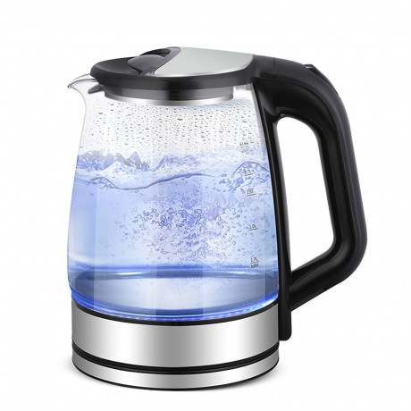 SLABO SLABO Wasserkocher Wasserkocher Kettle Glas mit LED-Beleuchtung, 2200 Watt, 1,7 Liter, gerauschlos schwarz, silber, 1,7 l Чайник SLABO чайник стеклянный со светодиодной подсветкой, 2200 Вт, 1,7 л, бесшумный черный, серебристый, 1,7 л