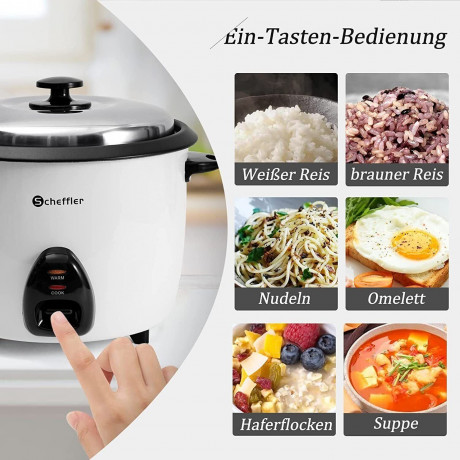 Scheffler Scheffler Reiskocher 1.5L-4.2L, 800-1600 W, Warmhaltefunktion, Antihaftbeschichtet, inkl. Reisloffel + Messbecher, Deckel aus Edelstahl  Рисоварка Scheffler 1,5–4,2 л, 800–1600 Вт, функция поддержания тепла, антипригарное покрытие, в комплекте л