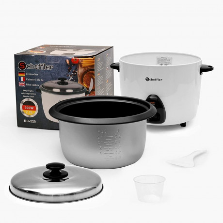 Scheffler Scheffler Reiskocher 1.5L-4.2L, 800-1600 W, Warmhaltefunktion, Antihaftbeschichtet, inkl. Reisloffel + Messbecher, Deckel aus Edelstahl  Рисоварка Scheffler 1,5–4,2 л, 800–1600 Вт, функция поддержания тепла, антипригарное покрытие, в комплекте л