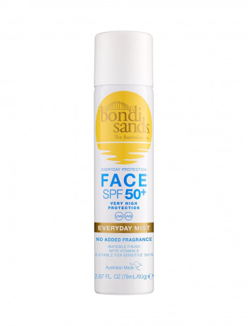 Bondi Sands SPF 50+ SPRAY mist Every day Face Sunscreen  Fragrance Free with vitamin E, 72h,  Спрей для лица SPF 50+ на каждый день, без запаха, 72 часа увлажнения с витамином Е, 79мл 