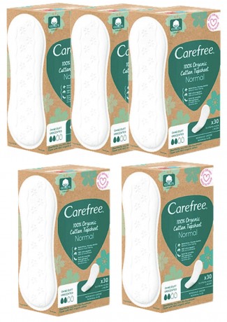 Carefree  Slipeinlagen Organic Cotton Normal 30 St, Карефри Ежедневные прокладки из органического хлопка Normal 30шт, 5 упаковок (150 штук)