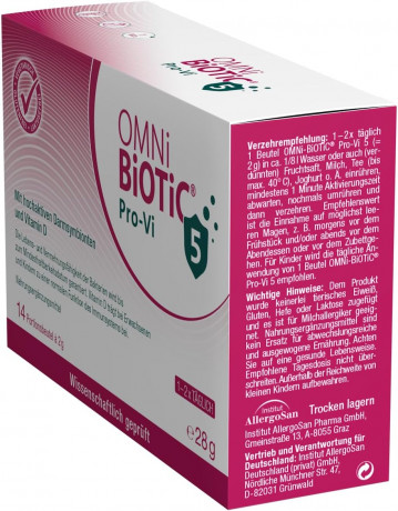 OMNi BiOTiC Pro-Vi 5 14st, Пробиотик с витамином D для иммунитета и кишечника, 5 млрд полезных бактерий, 5 штаммов, 14 саше х 2г