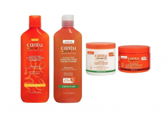 Cantu Shea Butter Shampoo+Conditioner+Leave in + Curling Cream Набор для кудрявых волос  4 шт: шампунь 400 мл + кондиционер 400 мл + несмываемый кондиционер 453 г + крем для кудрей 340 г, без сульфатов, КГМ