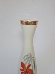 Bareuther WALDASEEN Фарфоровая Ваза с позолотой &quot;Красный цветок&quot;, 28.5см x 7см, Германия, 1950-60гг.