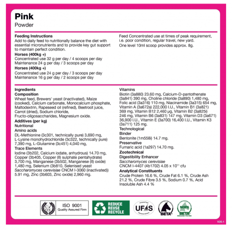 NAF Pink Powder 700g, Витаминно-пробиотическая кормовая добавка для лошадей и пони (Великобритания), порошок, поддержка пищеварения и кондиции с витаминами, пребиотиками и дрожжами 700г