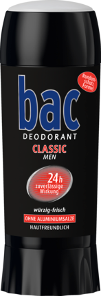 bac Deostick Classic Man 40ml, Дезодорант для мужчин с пряным, свежим ароматом, без солей алюминия, защита до 24ч, 40мл