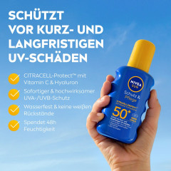 NIVEA SUN Sonnenspray Schutz &amp; Pflege LSF 50+, 200 ml, Нивеа Солнцезащитный спрей, SPF 50+, водостойкий, увлажнение, 200 мл