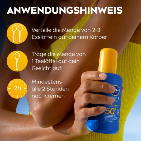 NIVEA SUN Sonnenspray Schutz & Pflege LSF 50+, 200 ml, Нивеа Солнцезащитный спрей, SPF 50+, водостойкий, увлажнение, 200 мл