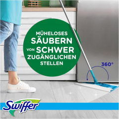 Swiffer Bodenwischer Wet Mop Starter-Set: 1 Bodenwischer + 6 Feuchte Bodentucher, Набор для влажной уборки пола Wet Kit (Германия), швабра и 6 влажных салфеток с ароматом цитруса, удаляет стойкие загрязнения